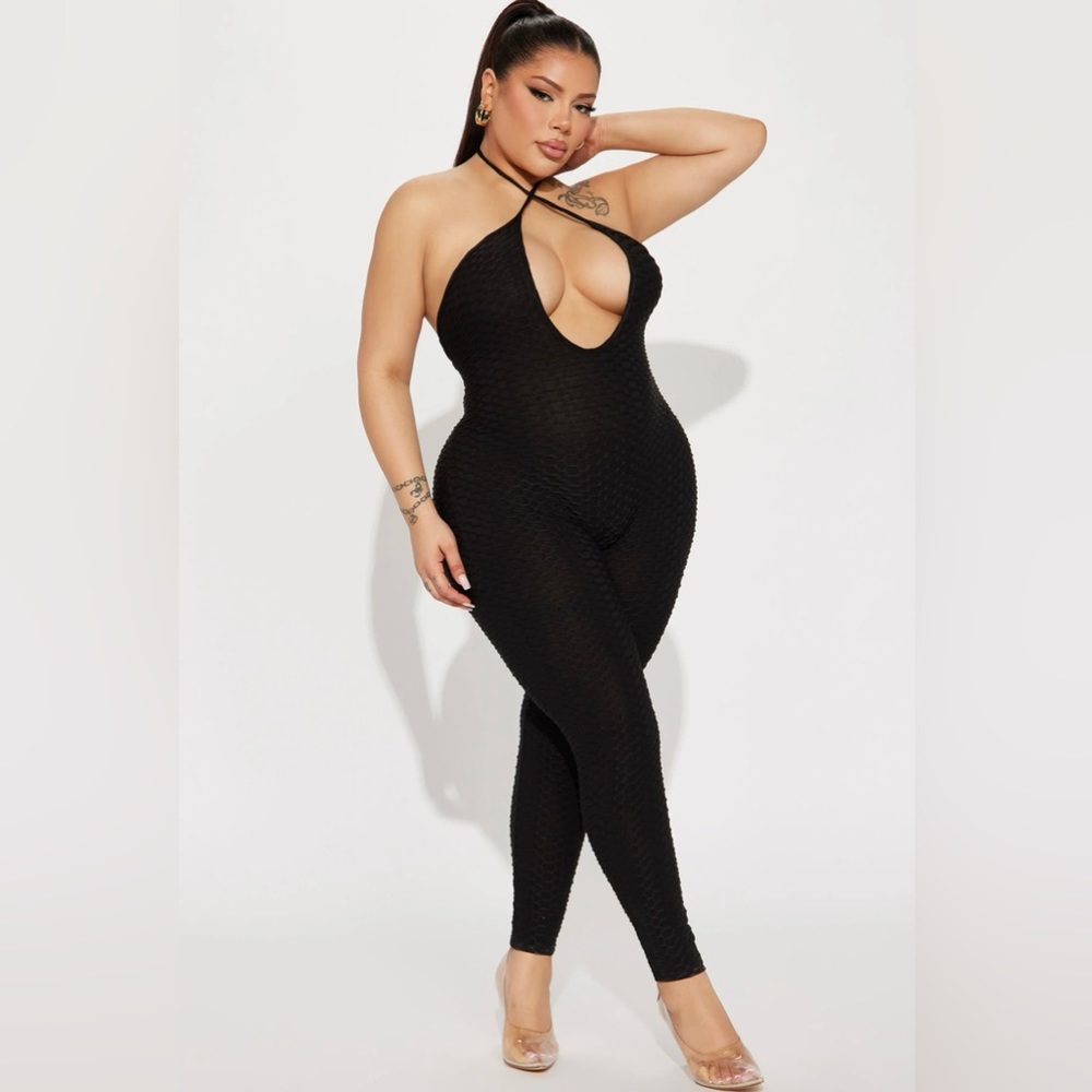 Edith Honeycomb Jumpsuit in Black